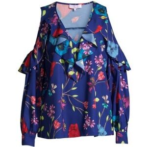 Parker Ruffle Floral Cold Shoulder Top XS New York